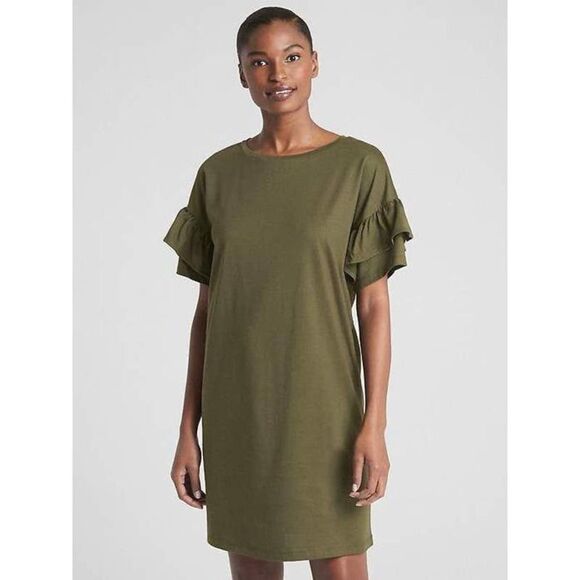 Current Elliot Green Ruffle Short Sleeve Dress Size 2 - Picture 1 of 6